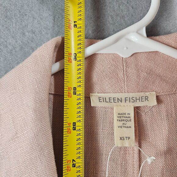 Eileen Fisher Organic Linen Blazer Powder Pink XS Oversized Casual Summer Jacket - Picture 5 of 7